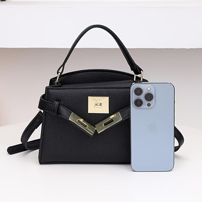 Women’s Solid Color PU Crossbody Bag with Adjustable Strap