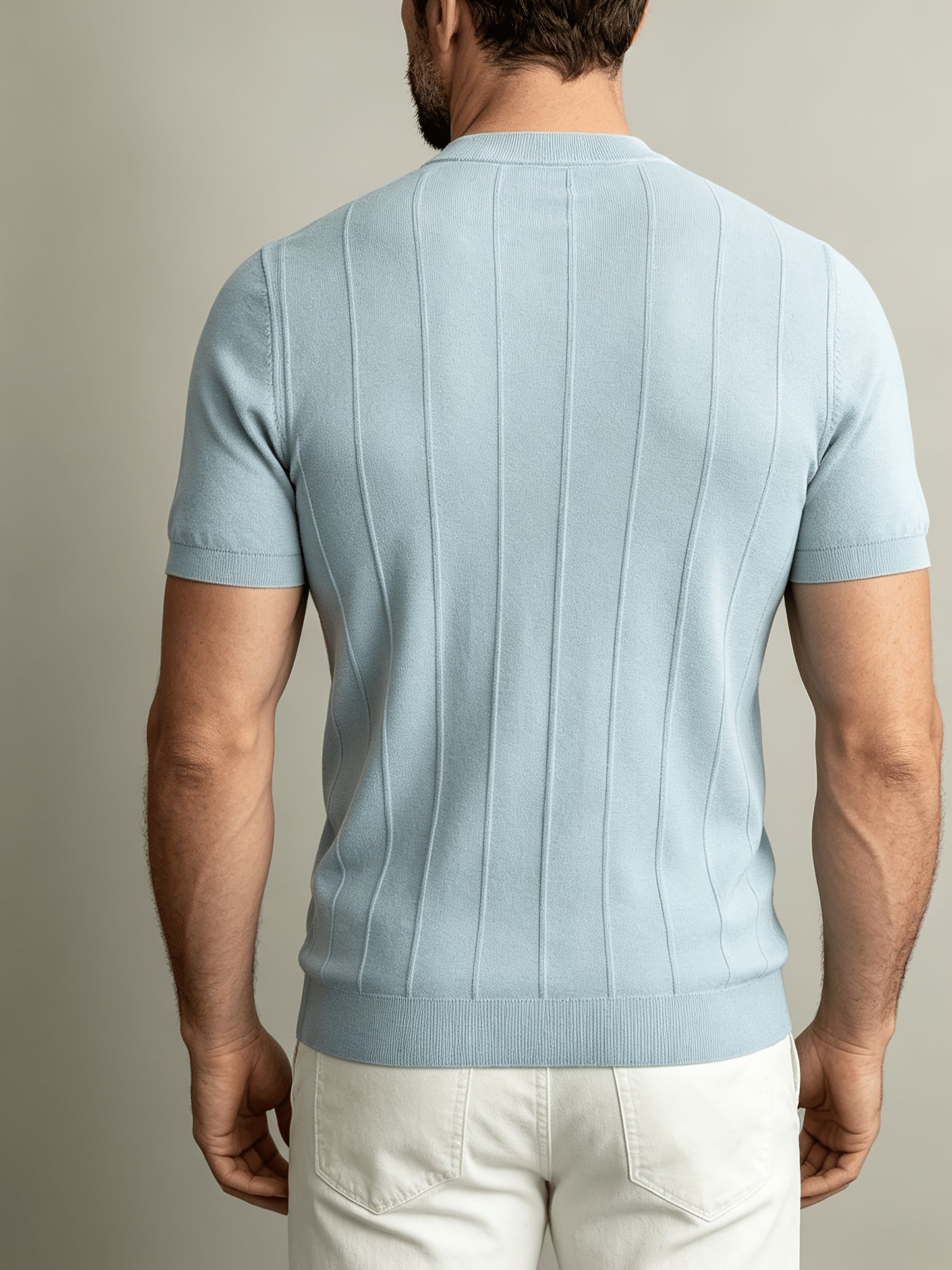 Men's Summer Slim Fit Rib Knit Crew Neck Short Sleeve Top
