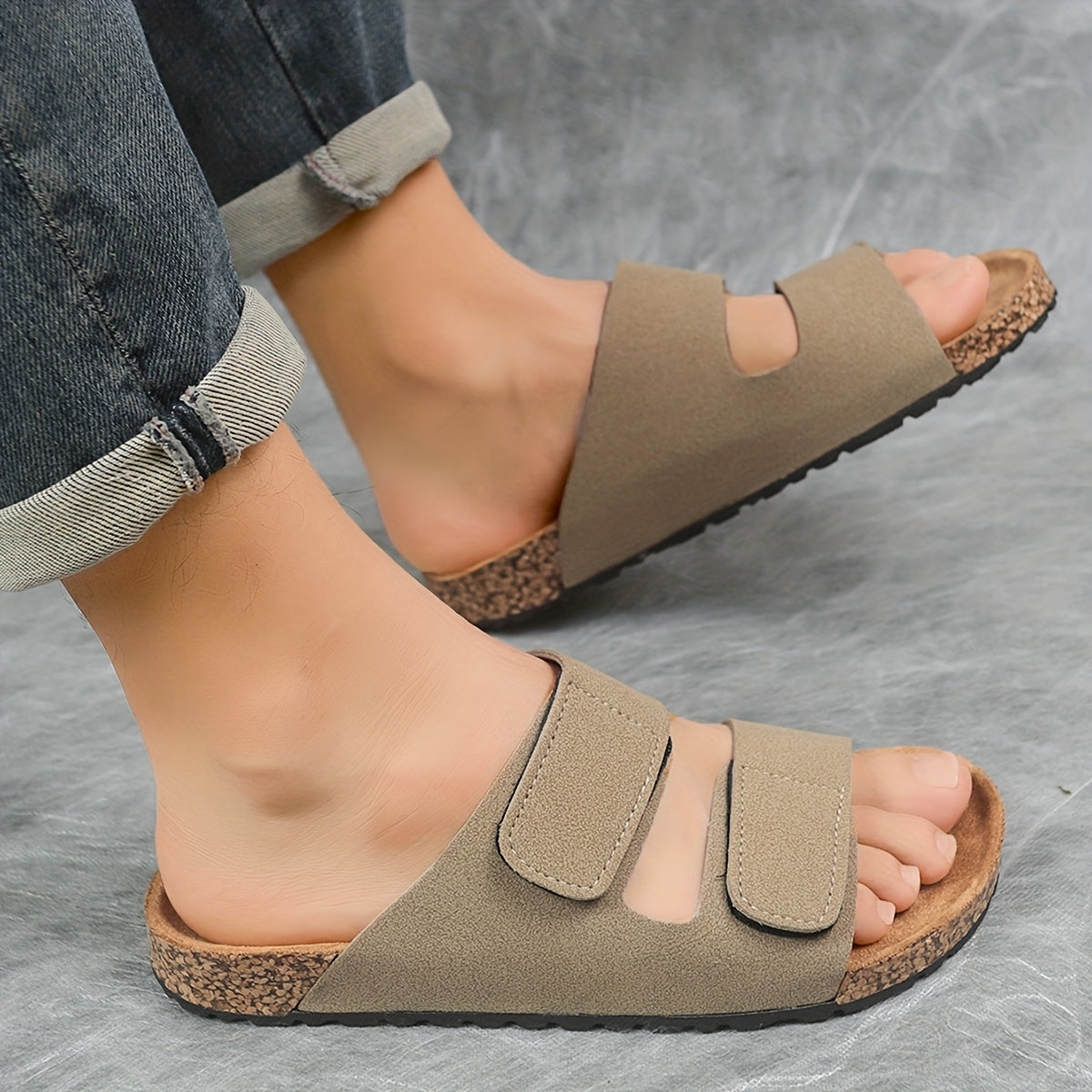 Men's Vintage Double Buckle Casual Slip-On Slippers