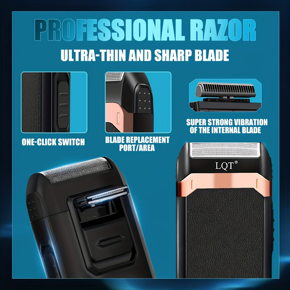LQT 1/2/3pcs Professional Salon Hair Clipper Set, Including Hair Clippers, T-Shaped Trimmers, Beard Trimmers And Electric Shavers, with Eight Limit Combs, Compact Design, Zero-Gap Precision Trimming, to Meet The Needs of Barb - ayq