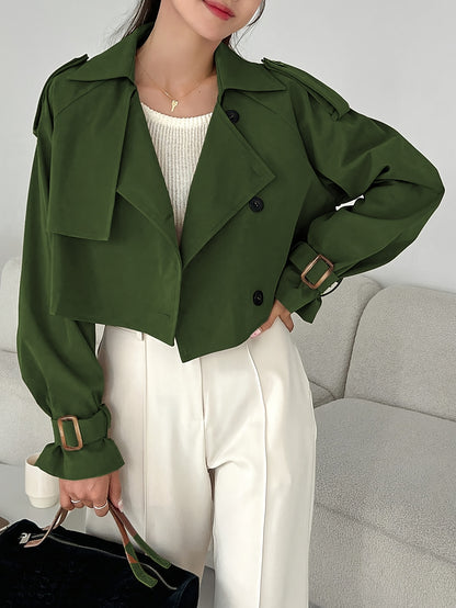 Women's Elegant Solid Color Short Windbreaker Jacket - Lightweight Versatile Outerwear for Casual & Formal Outfits, Easy Care Hand Wash/Dry Clean, Durable Fabric