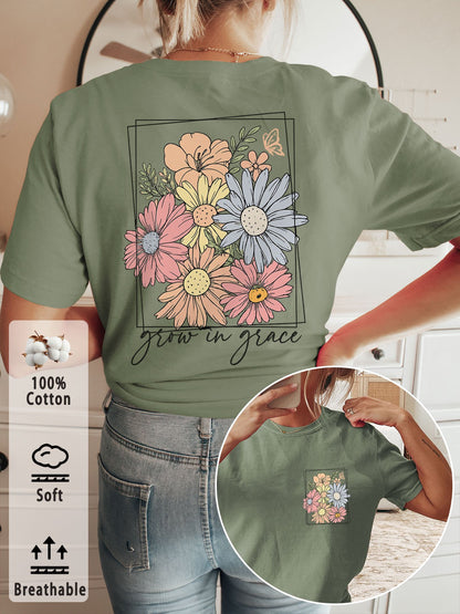 Women's Casual Cotton Graphic Crew Neck T-Shirt for Spring & Summer