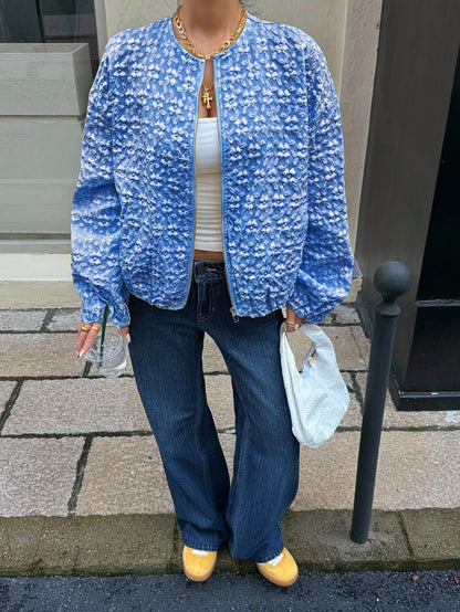 Solid Color Zip-Up Casual Jacket