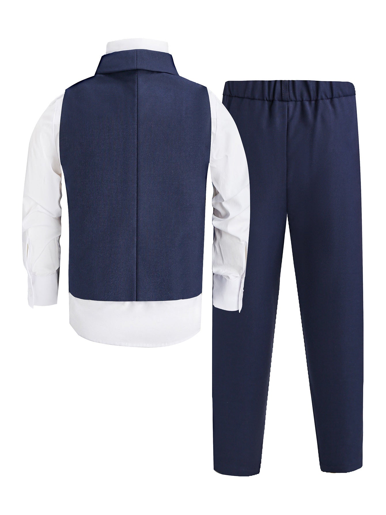 Boys' Korean Style Solid Color Vest Suit with Bow Tie