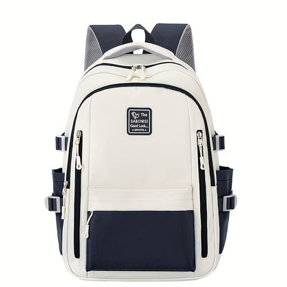 Visually Appealing Two-Tone Travel Backpack - Durable, Nylon, Lightweight with Adjustable Straps, Large Capacity School Bag for Students (No Charm), Casual Daypack Organized Storage Bag, Backpack for School