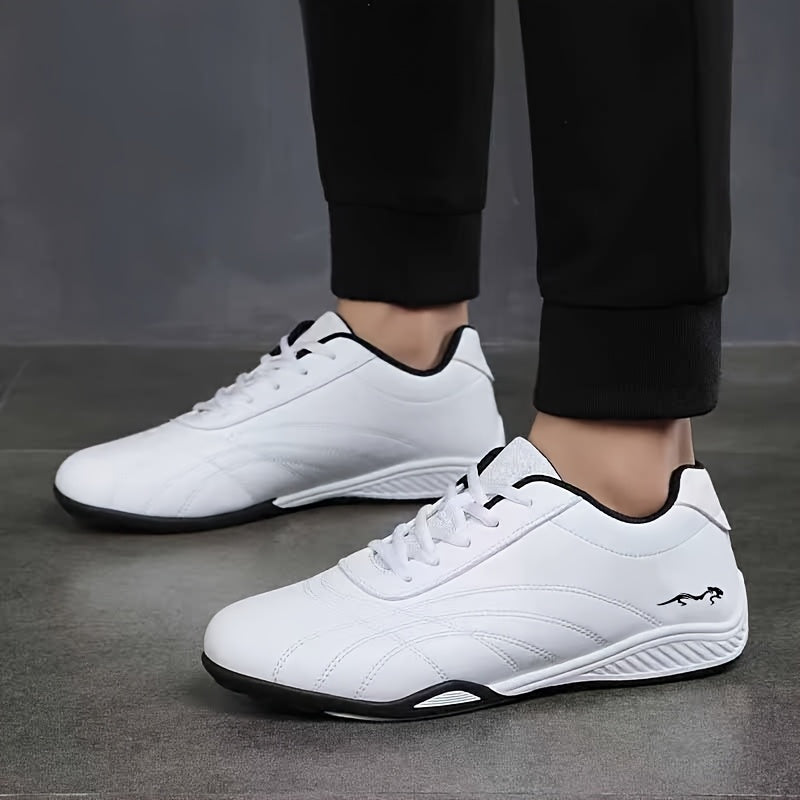 Men's Casual Lace-Up Sneakers with Microfiber Leather Upper