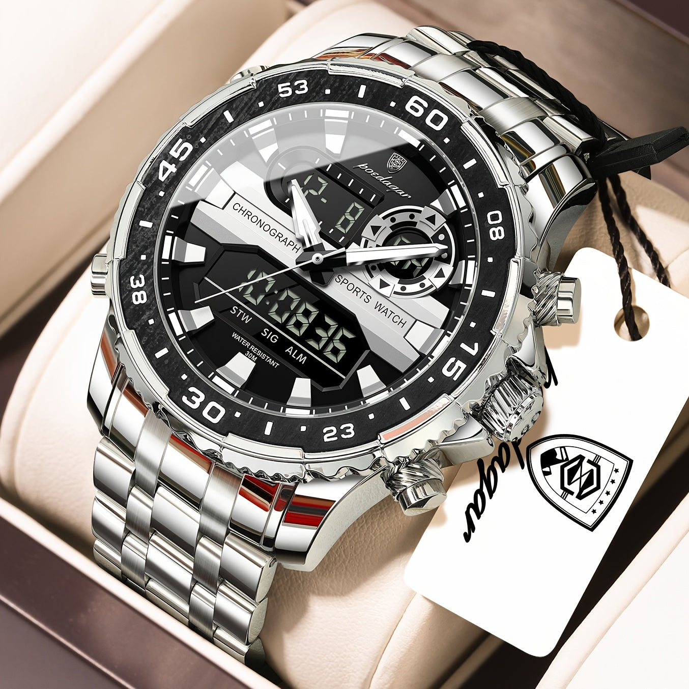 Men's Streetwear Digital Watch with Luminous Dual Display