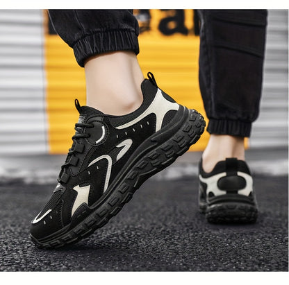 Men's Trendy Chunky Sneakers - Breathable Mesh  PU Upper, Durable PVC Sole, Lace-Up Casual Sneakers in Gray, Black  Orange, All-Season Comfort for Casual Attire