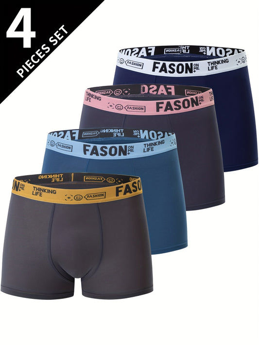 Men’s 4-Pack Solid Color Boxer Briefs with Stretch Fabric