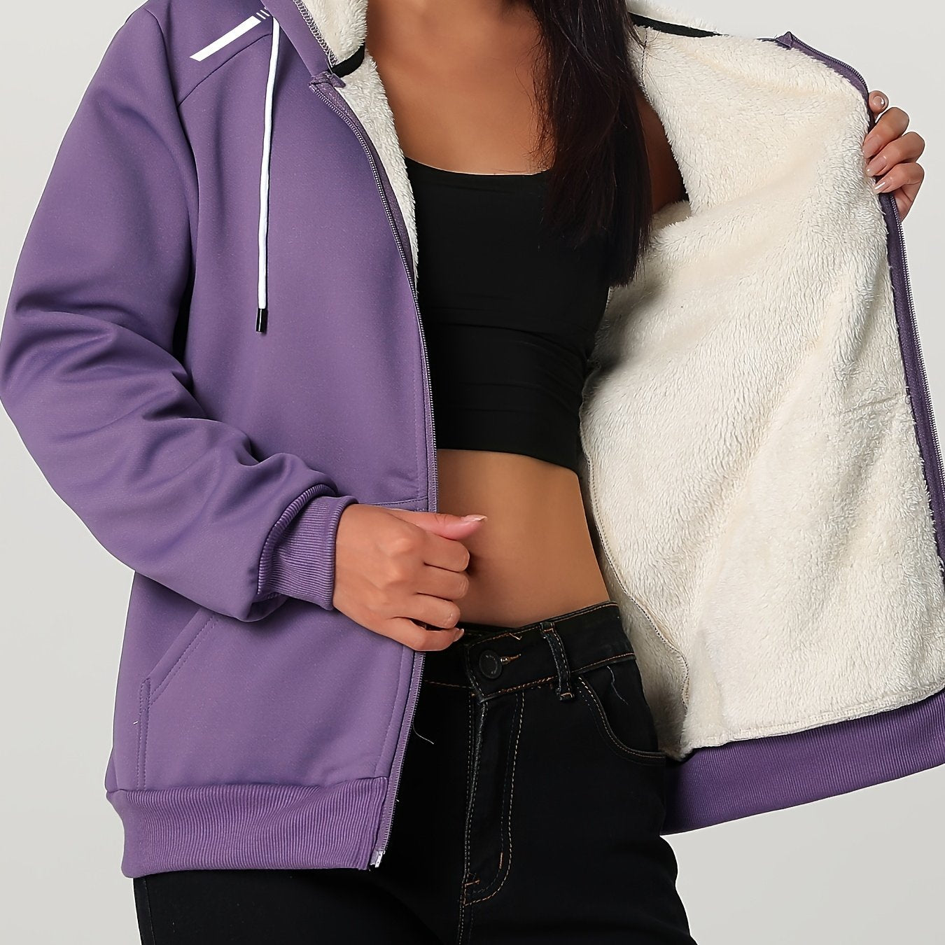 Women'S Heavyweight Winter Jacket - Thermal Insulated Cold Weather Coat with Full-Zip Closure, Large Front Pockets - Purple Outerwear for Everyday & Formal Events - Non-Stretchy Polyester Fabric - Easy-Care Ladies Outerwear,