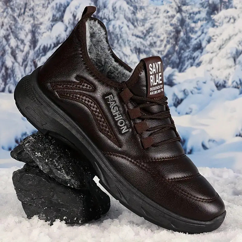 Men's Autumn and Winter Snow Boots with Plush Lining, Comfortable and Soft Soles, Outdoor Hiking Shoes, Comfortable and Durable Sports and Leisure Shoes, Suitable for Ice Walking and Daily Wear, Warm Winter Shoes, Snow Sports