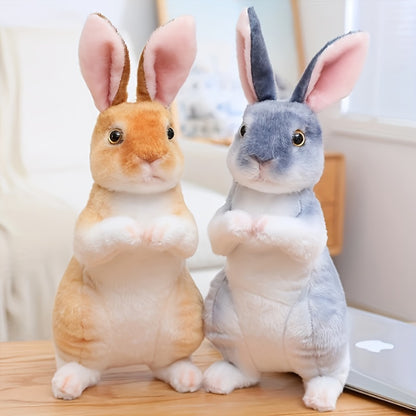 1pc Plush Rabbit Toy in White, Beige, And Black - an Adorable Stuffed Bunny, Perfect for Birthday Gifts And Easter Decorations, Made of Soft Polyester Fabric, Synthetic Fiber Material, And Filled with PP Cotton, Plush Figures