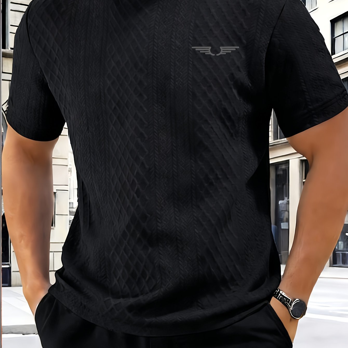 Fashionable and Simple Casual Short-sleeve T-shirt for Daily Commuting and Shopping, a Comfortable and Breathable Top for Men - ayq