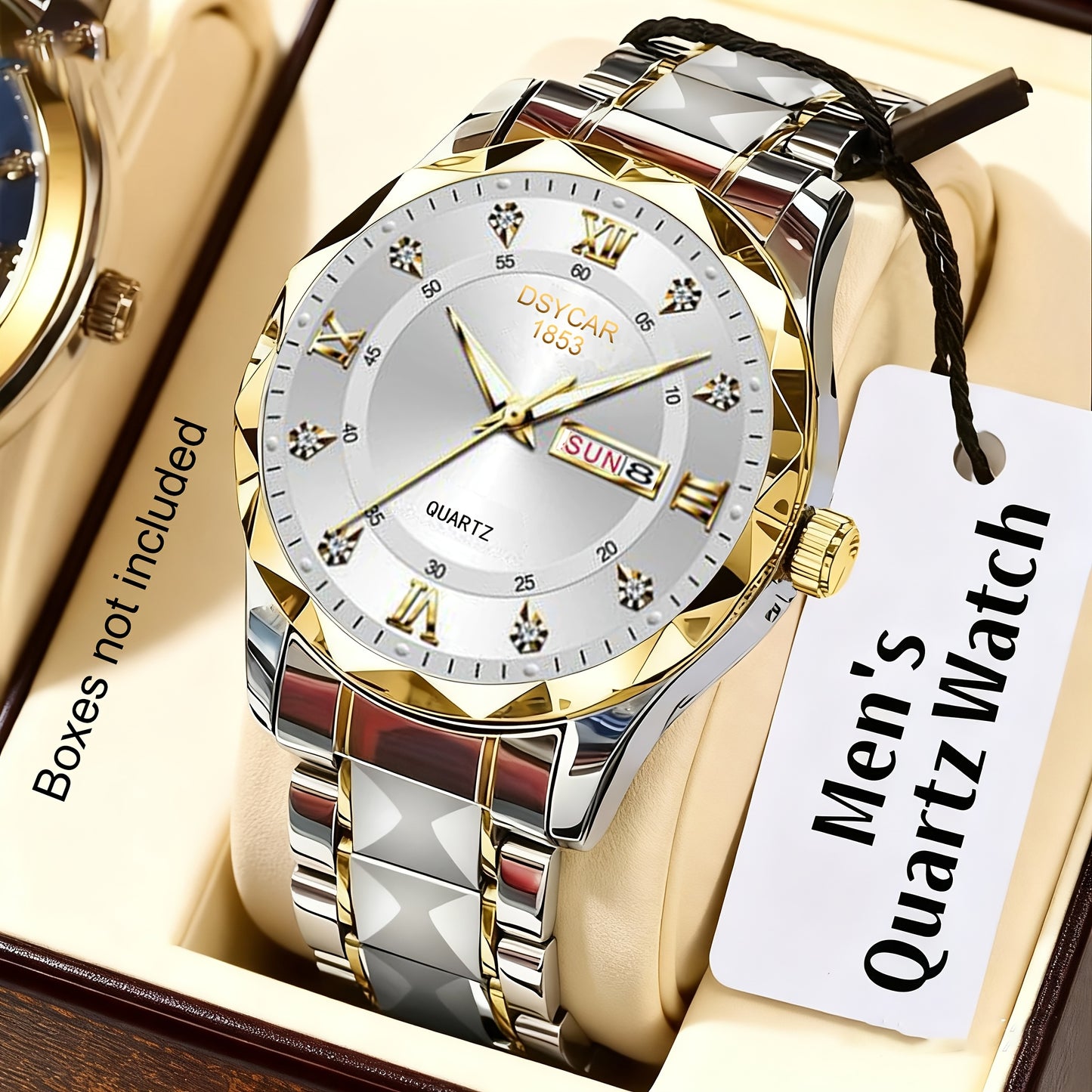 1pc Men's Elegant Watch with Date Display, Stylish Stainless Steel Strap, Quartz Movement Dress Watch, Suitable for Formal and Casual Attire - The Ideal Gift for Him