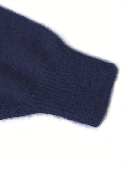 Plus Size - Women'S Cozy Yellow V-Neck Sweater with Pearl Buttons & Fleece-Lined Cuffs - Asymmetrical Hem, Geometric Pattern, Casual Winter Pullover for Casual Attire, Winter Apparel | Vneck Sweater | Pearl Button Details, Sw