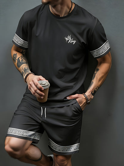 Men's Casual Summer Crew Neck Short Sleeve and Shorts Set