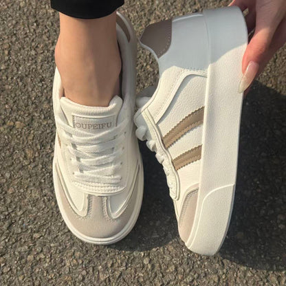 Women's Retro Platform Sneakers, Chunky Lace-Up Casual Shoes