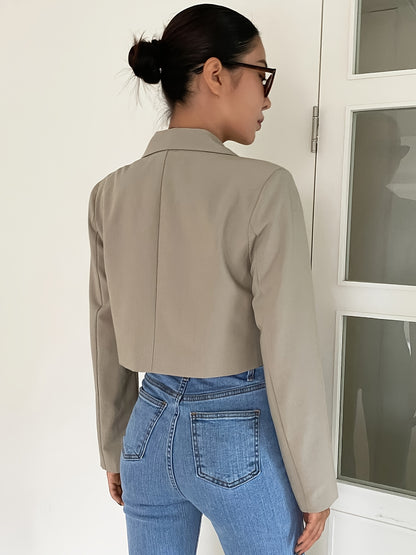 Women's Casual Solid Color Short Suit with Buttons