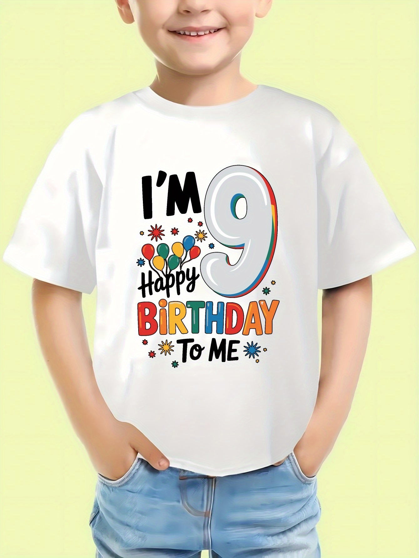 Casual Boys' Cotton Happy Birthday T-Shirt, Short Sleeve Summer Top