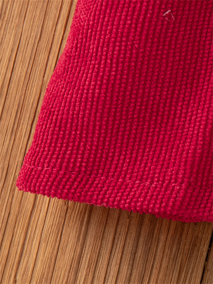 's Red & White Poinsettia & Star Print Dress with Ruffled Collar & Lace Trim - Long Sleeve A-Line Winter Party Dress for Christmas, New Year's, Photo Shoots - Soft Short Dress Outfit (Hand Washable Clothing)