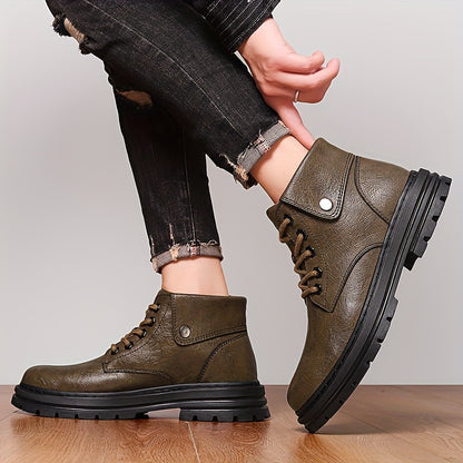 Men's Vintage Short Ankle Boots with Split Leather Upper