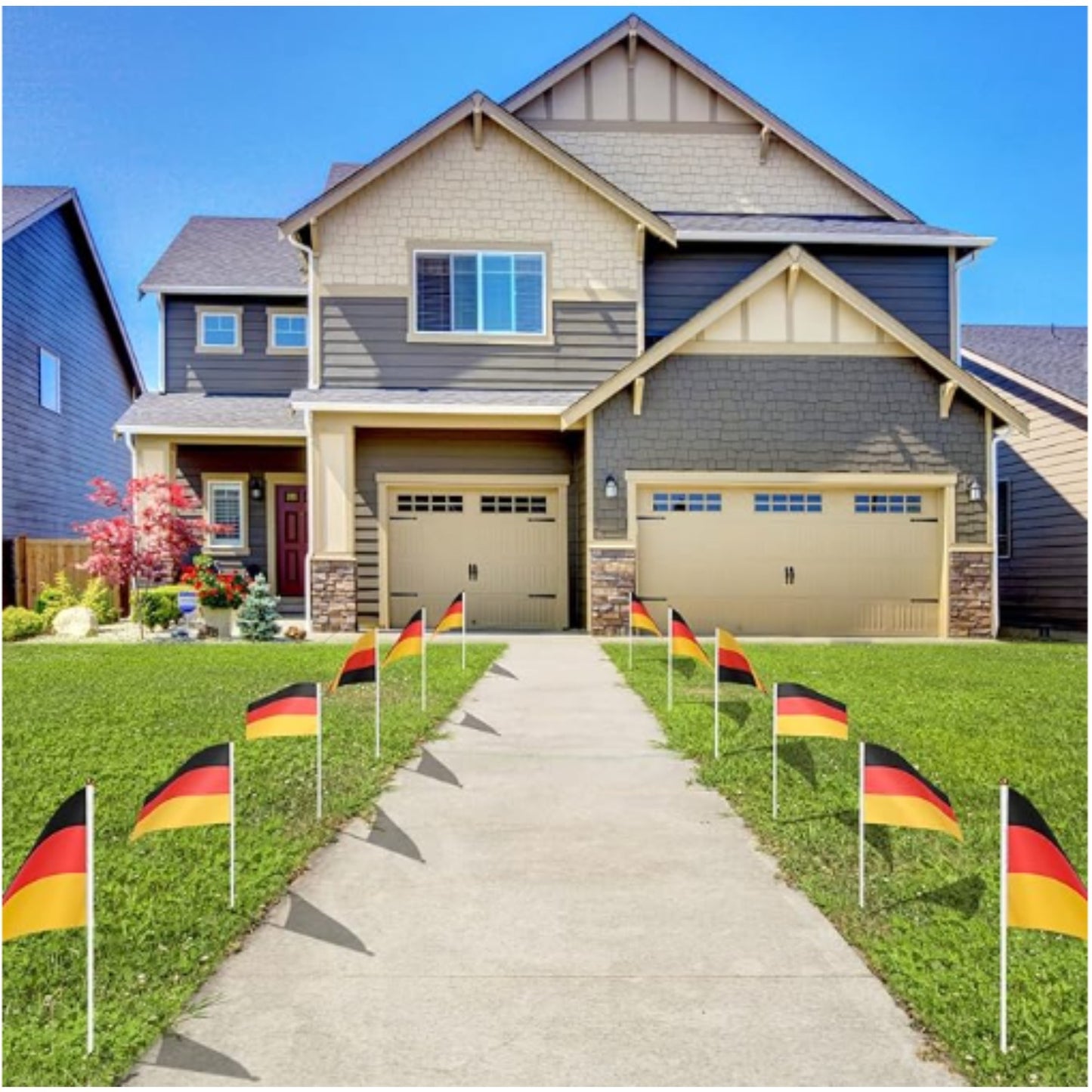 8 or 16-Pack Double-Sided German Flags on 30cm Poles for Events