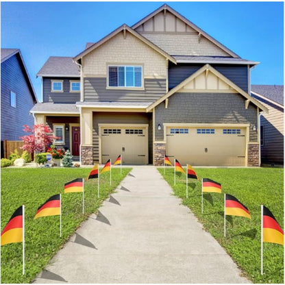 8 or 16-Pack Double-Sided German Flags on 30cm Poles for Events