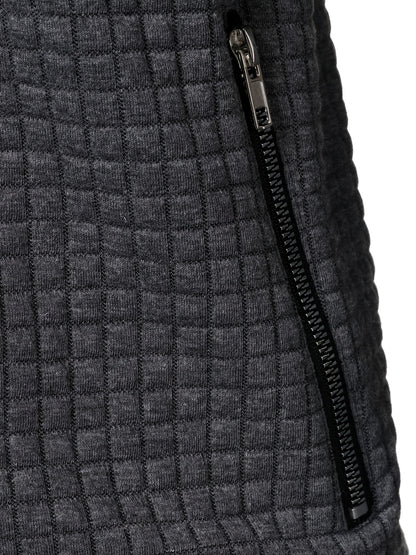Men's Slim-Fit Jacquard Bomber Jacket with Zipper - Fall/Winter