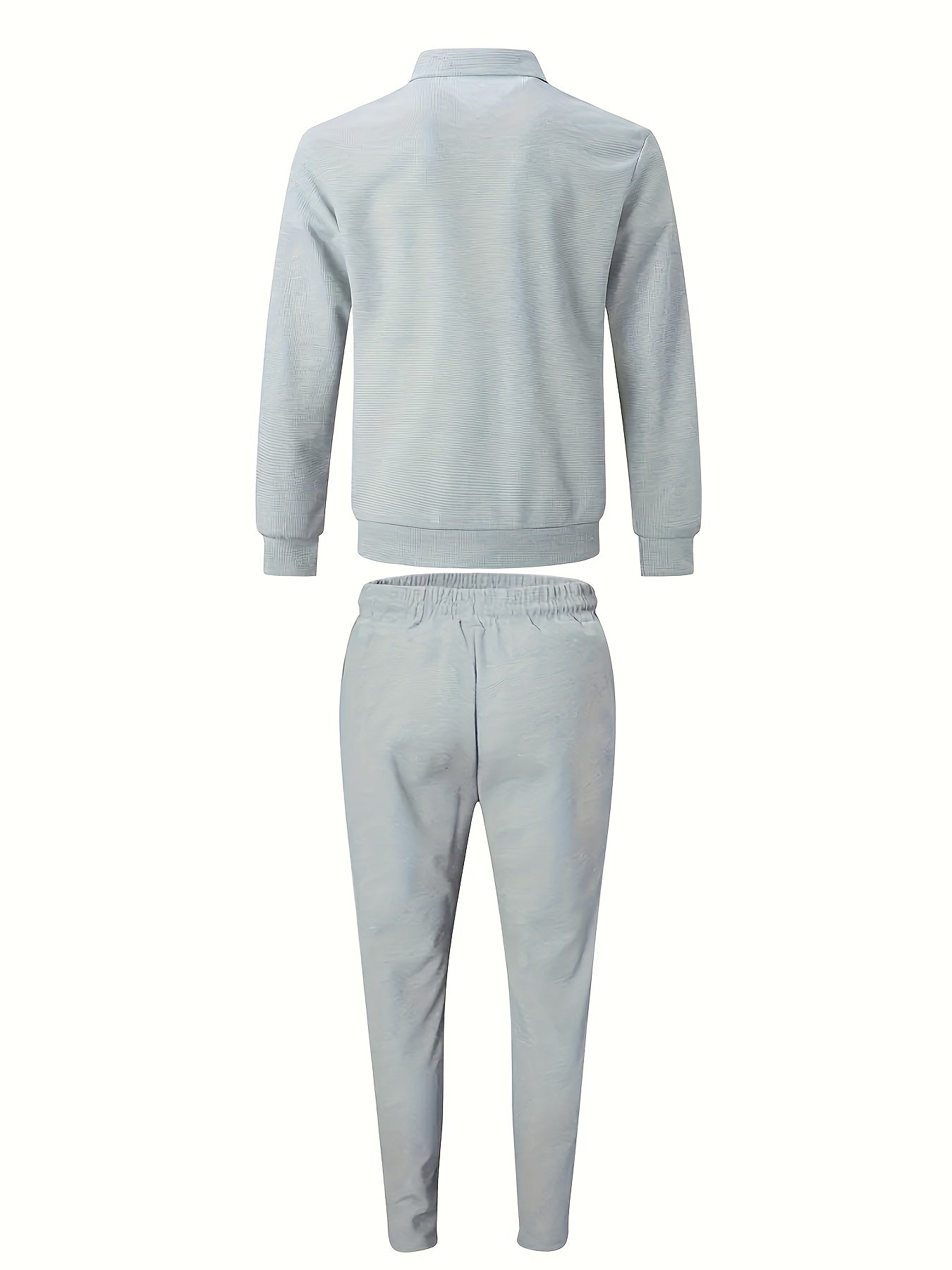 Men's Spring Waffle Knit Sportswear Set, European and American Style Casual Outfit
