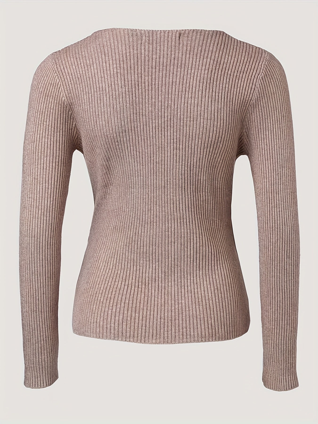 Elegant V-neck Pullover | Spring/Fall Season, Medium Stretch Fabric, Long Sleeve, Solid Color, Skinny Fit