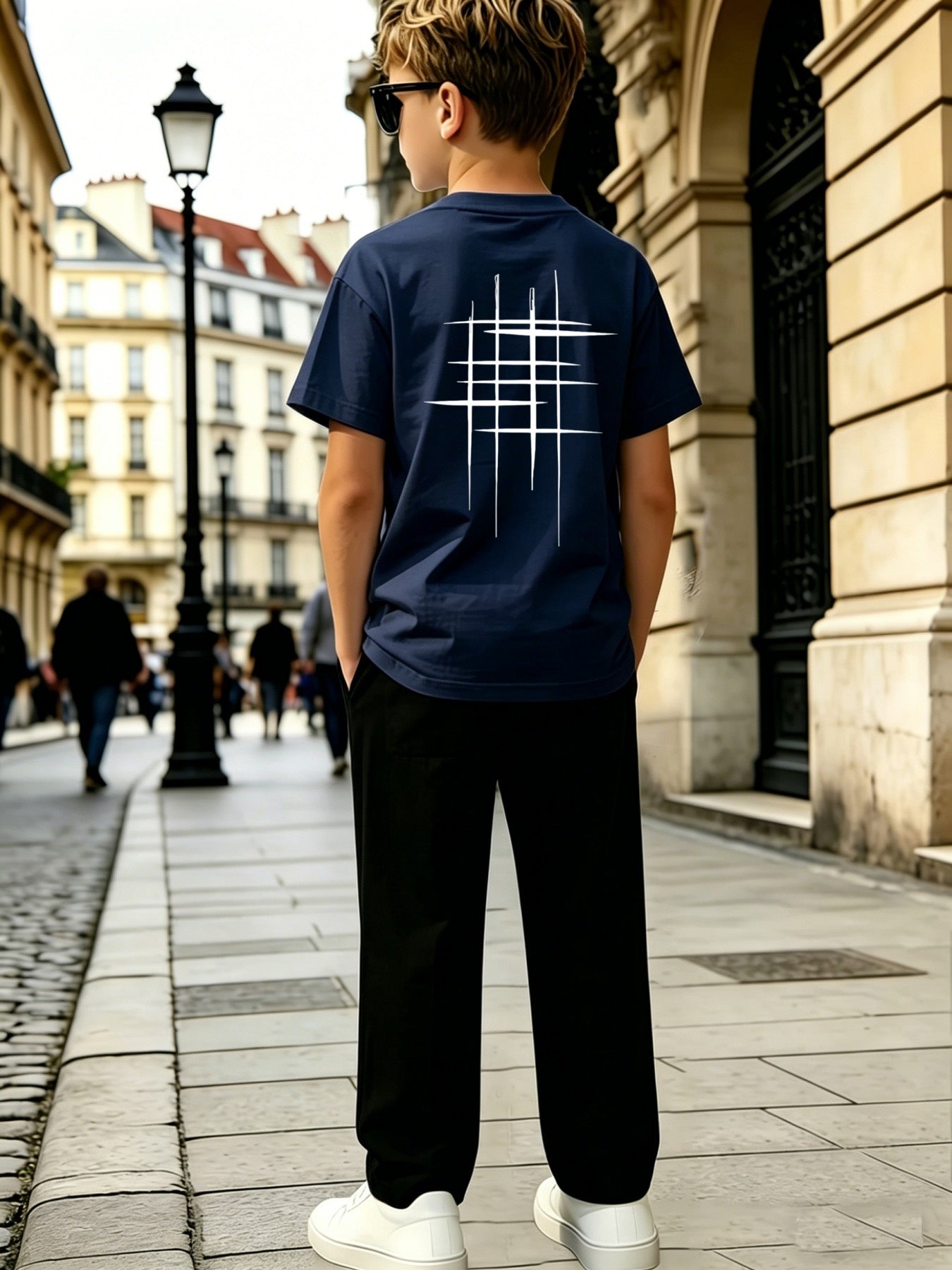Boys' Casual Geometric Print Short Sleeve & Pants Set