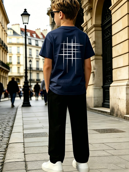 Boys' Casual Geometric Print Short Sleeve & Pants Set