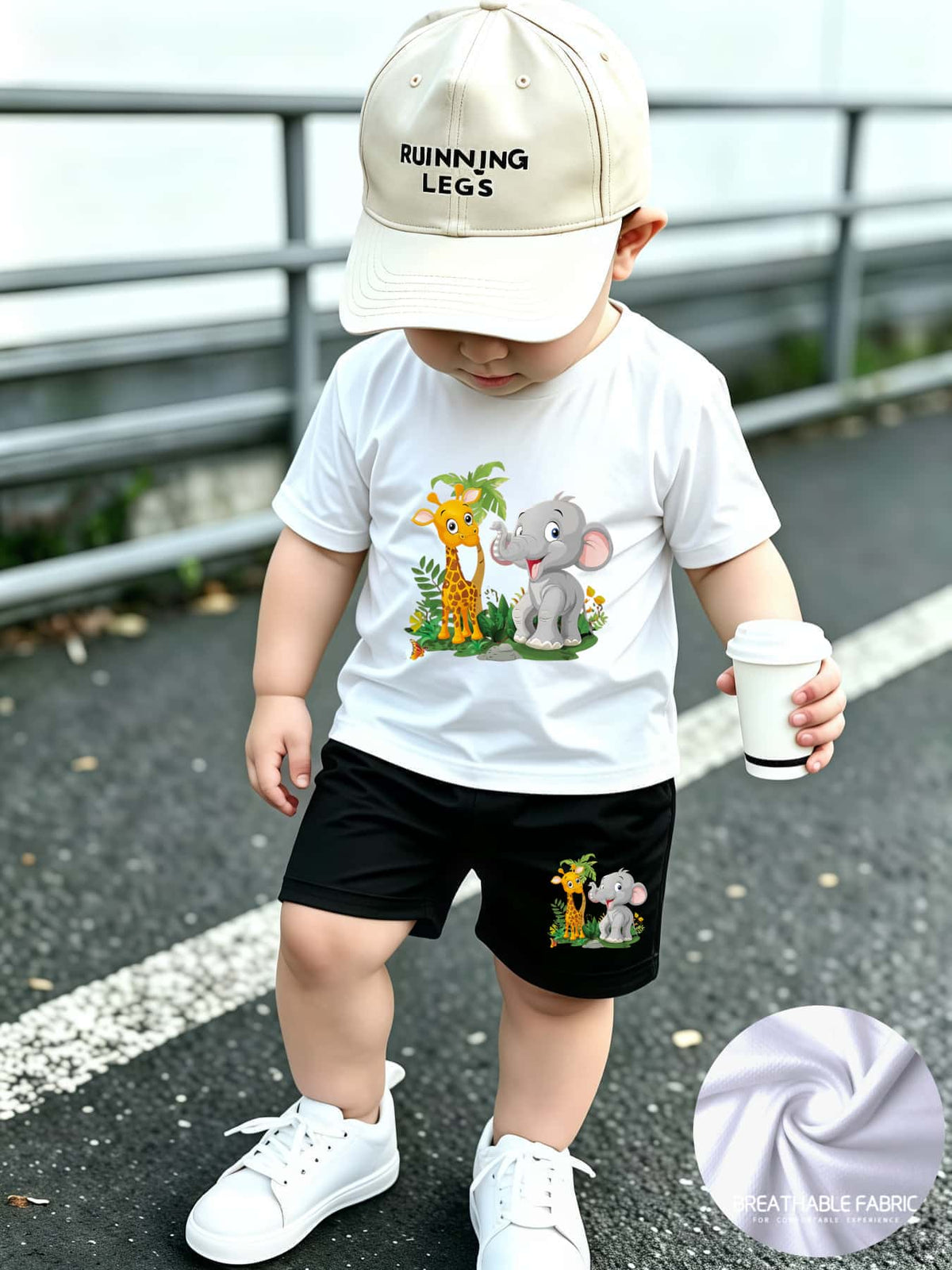 Summer Quick-Dry Shorts & Tee Set for Baby Boys, Jungle Print - ayq