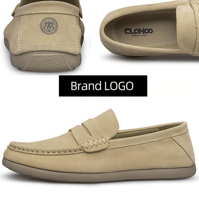 Men's Wide Fit Casual Suede Loafers Comfortable Slip-On Flats