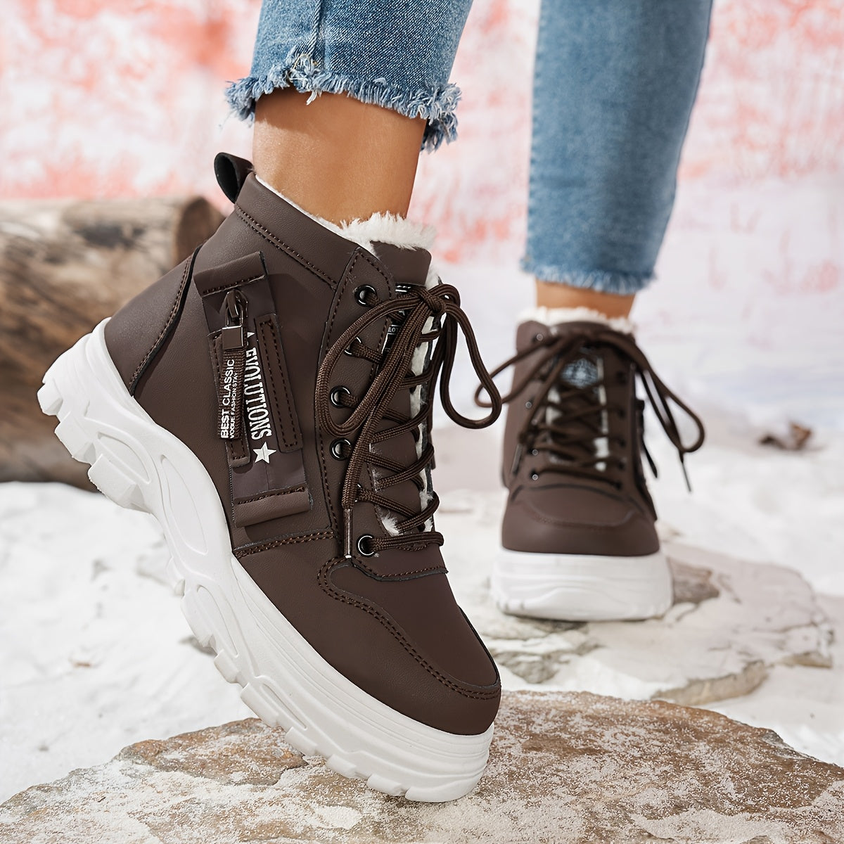 Women'S Winter Snow Boots - Warm Lined, Non-Slip, High-Top Outdoor Casual Shoes with Ribbed Cushioning, Black, Perfect for Cold Weather Activities, Winter Footwear | Stylish Winter Boots | Durable Footwear