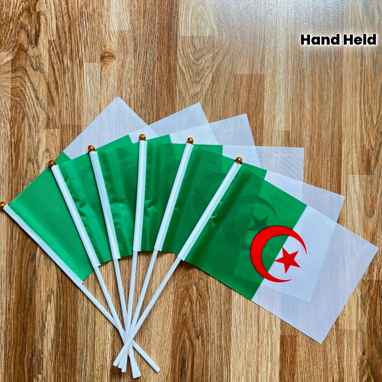 Algerian Handheld Polyester Flags 14x21cm Set of 6