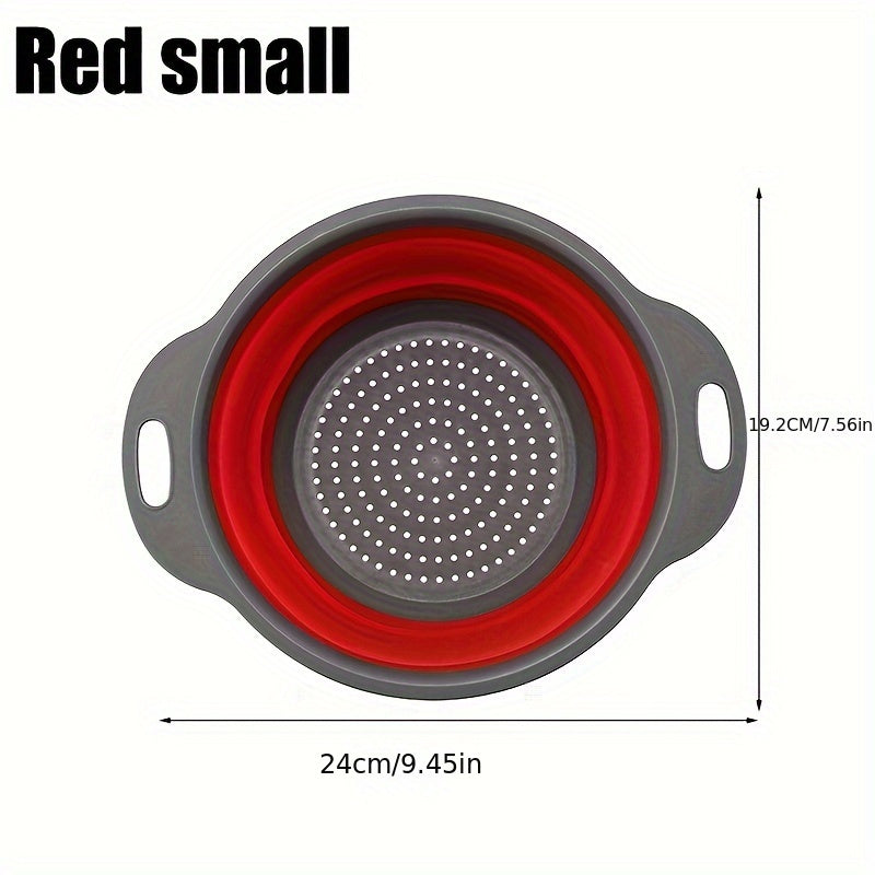 1/2 Set Round Silicone Kitchen Drain Basket Set Collapsible Funnel - 1 Large, 1 Small, Very Suitable for Draining Pasta, Vegetables and Fruits
