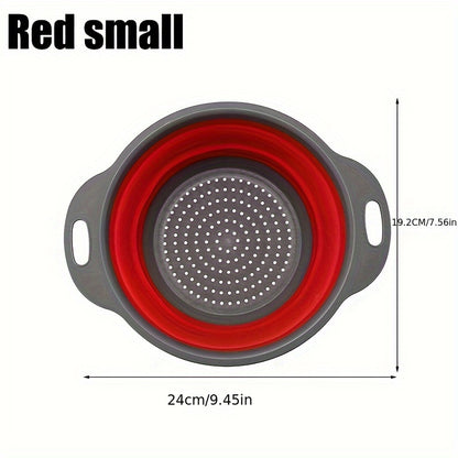 1/2 Set Round Silicone Kitchen Drain Basket Set Collapsible Funnel - 1 Large, 1 Small, Very Suitable for Draining Pasta, Vegetables and Fruits