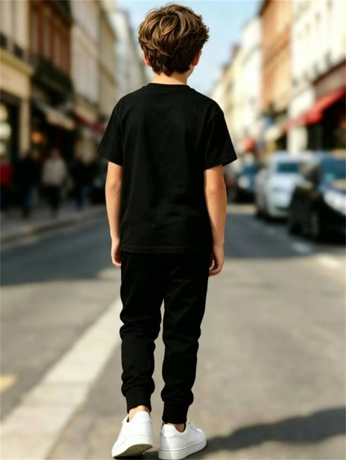 Boys' Casual Summer Set with Breathable Geometric T-Shirt & Pants