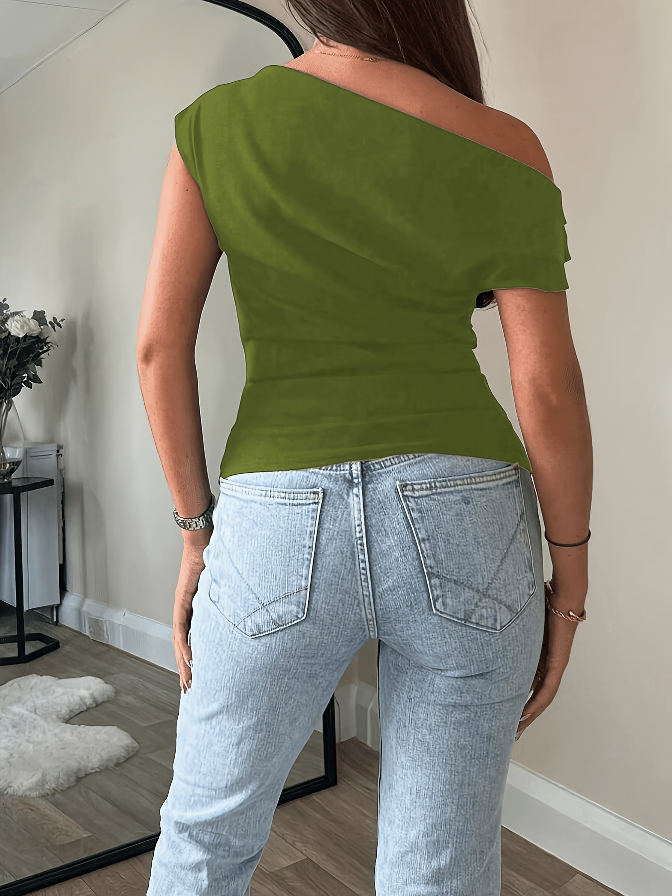 Slim Fit Off-Shoulder Casual Polyester Top for Women