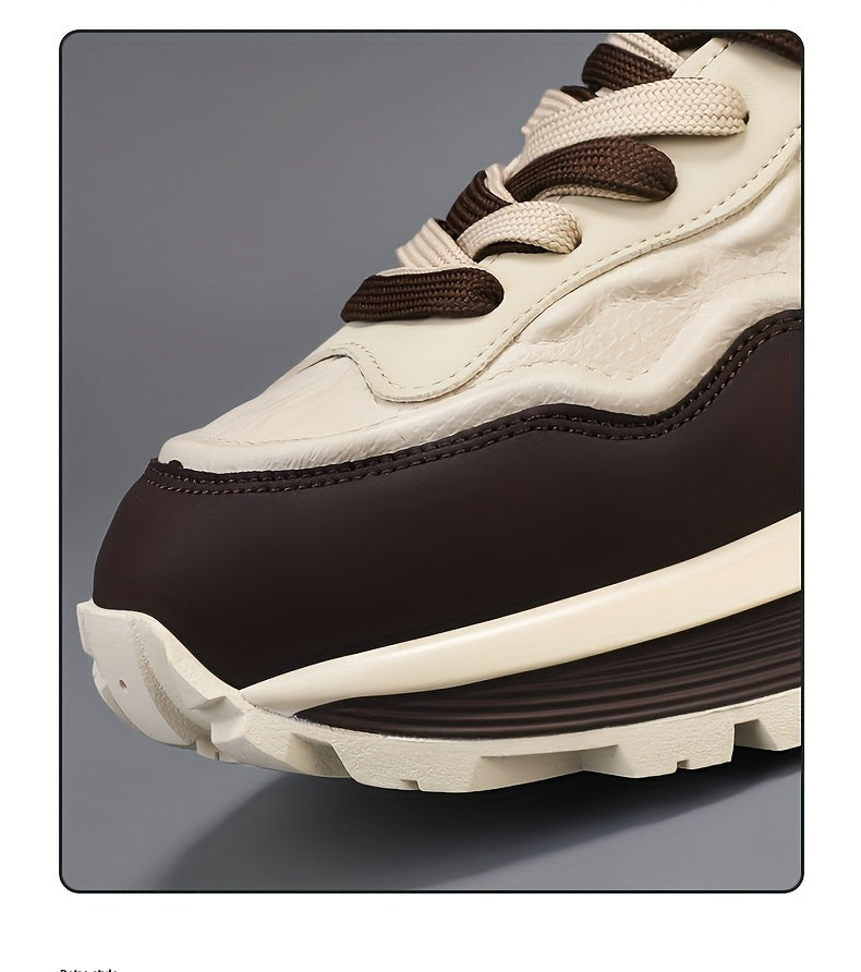Men's Breathable Casual Sneakers - Trendy Low-Top Lace-Up Sneakers with Soft Rubber Sole, White  Black Design for Spring/Summer, Perfect for Running and Casual Attire, Versatile Running Footwear   Sporty Aesthetic Shoes   Co