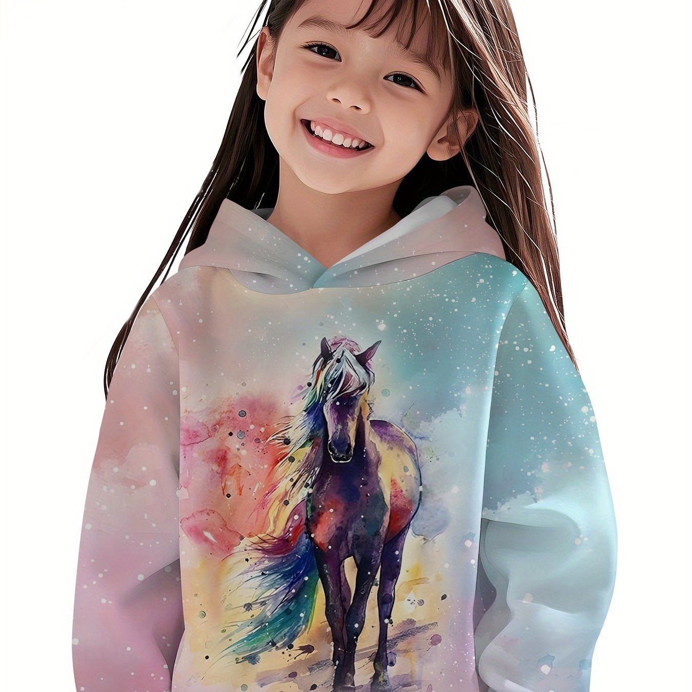 Girls' Hoodie - Pastel Pink/Blue/Purple/Orange/Teal/, Machine Washable Sweater for Everyday & Birthday Outfits - Ideal Girls Clothing Gift, Smooth Texture Fabric