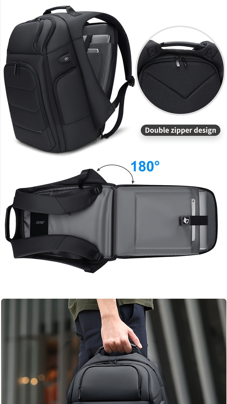 FENRUIEN Men'S Large Capacity Expandable Backpack with USB Charging, 39.62cm Laptop Bag, Durable Oxford Fabric, Multiple Compartments for Travel and Business Use, Travel Backpack   Minimalist Backpack   Durable Zippers, Lapto
