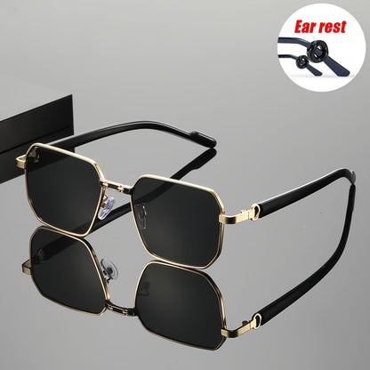 Unisex Black Polygonal Sunglasses with UV400 Protection