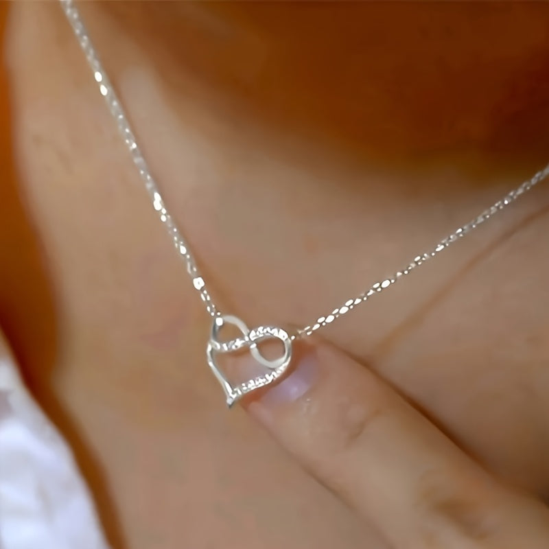 Women's Elegant Heart Pendant Necklace with Zirconia