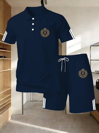 Men's Light Business Polo Suit with Lapel Collar for Summer