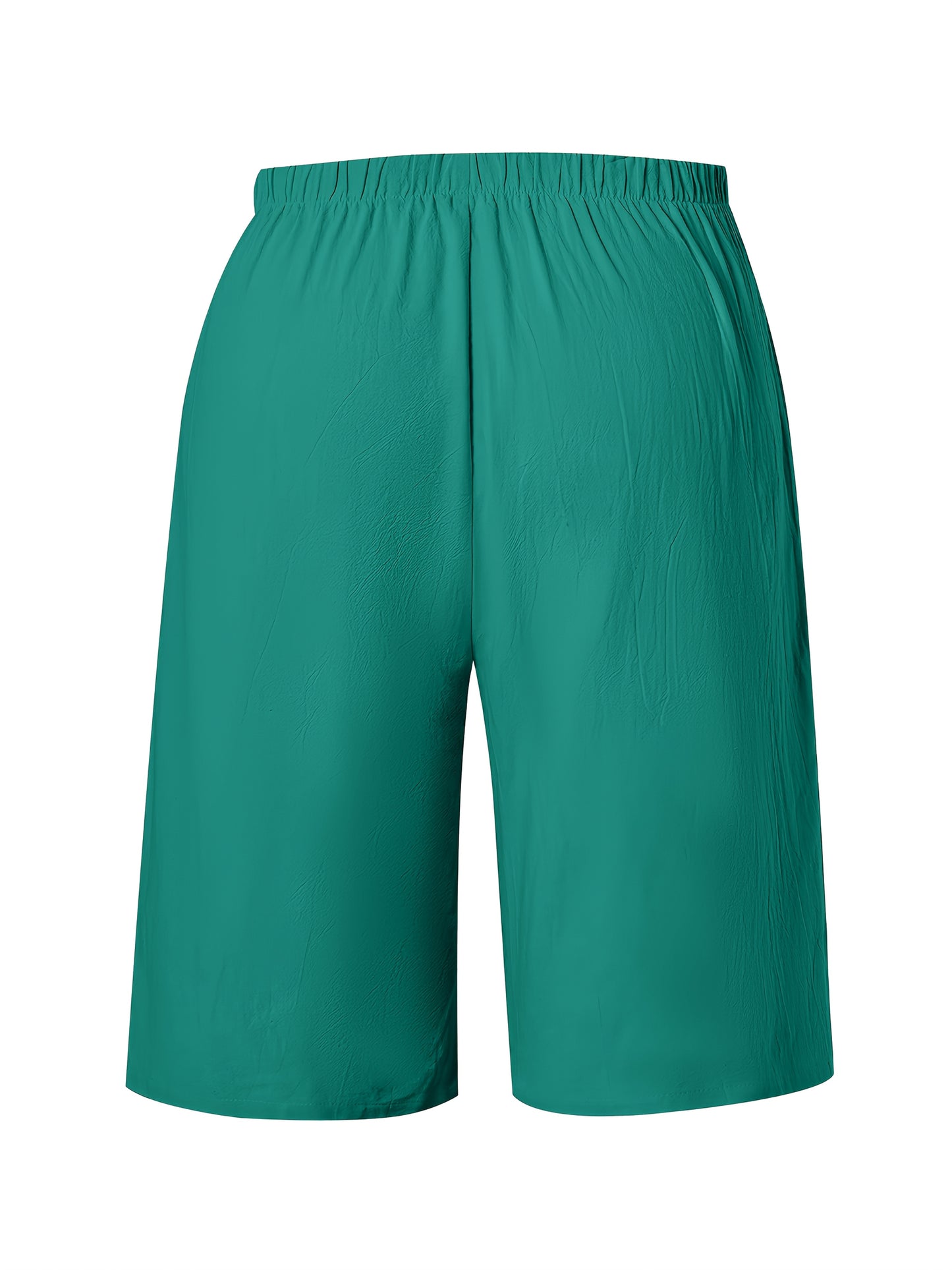 Women's Casual Solid Color Polyester Shorts with Faux Drawstring