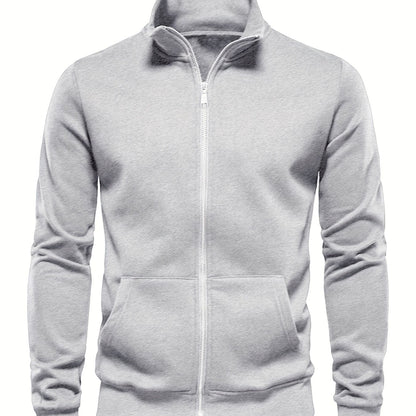 Men'S Lightweight Breathable Zip-Up Jacket - Casual Outdoor Windbreaker with Kangaroo Pocket, Soft Shell Design for Hiking, Fishing, Gym & Streetwear - Spring/Fall Layering Essential, Fishing Attire, Stylish Stand Collar, Dur