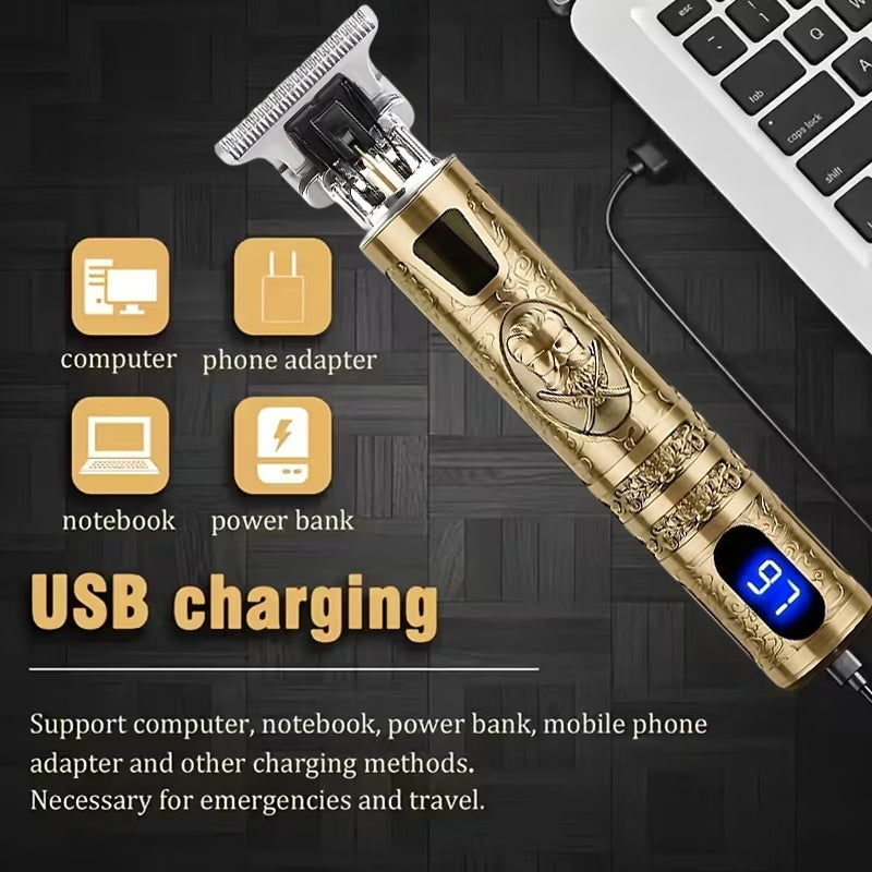 YAIAWISU Men's Cordless Electric Hair Clippers & Beard Trimmer with LCD Screen, USB-Rechargeable Cordless Grooming Kit, T-Blade Trimmer with Guide Comb Suitable for Hair, Shaving, and Scalp Trimming - ayq