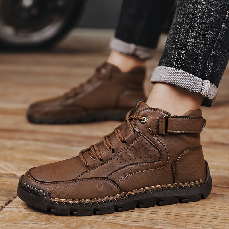 Men's Breathable Lace-Up Short Hiking Boots with Rubber Sole